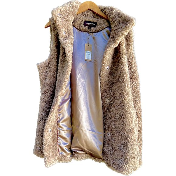 Johnston & Murphy Teddy Faux Fur Snap Vest, NWT, Taupe, XL, *SOLD OUT ON-LINE - Picture 4 of 9